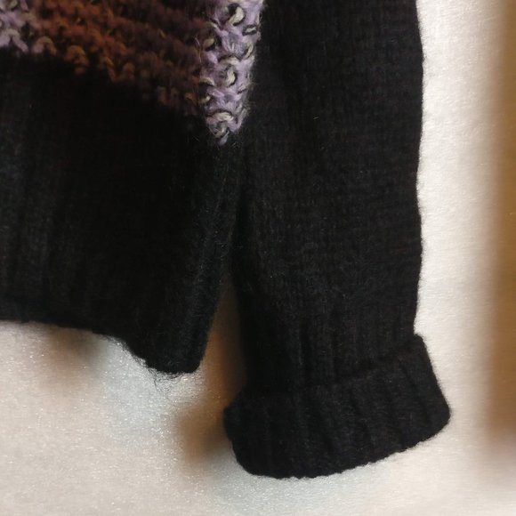 Wool 87% Mohair 9% Mohair blend Lavender black Chunky Knit Sweater XL - Picture 4 of 8